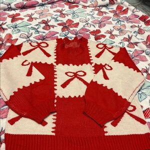 SHEIN Red and White Knit Sweater
